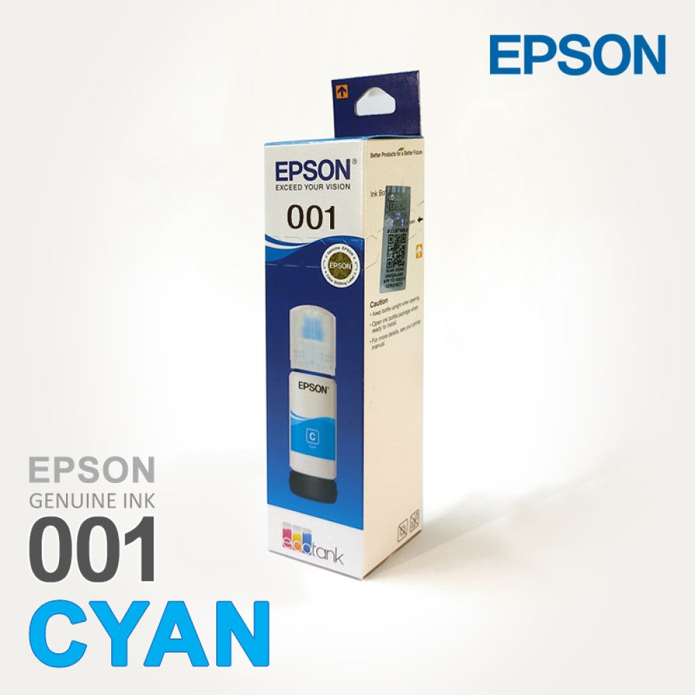 Epson 001 cyan ink bottle for ecotank L4260 L4150 L14150 L6270 L4160 L6170 L405 L6190 L6160 Printers 70 ml – imageinfo.in
